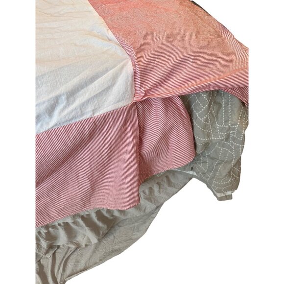 VTG Ralph Lauren Twin Striped Cotton Pleated Dust Ruffle Bedskirt Rustic Cottage - Picture 5 of 16